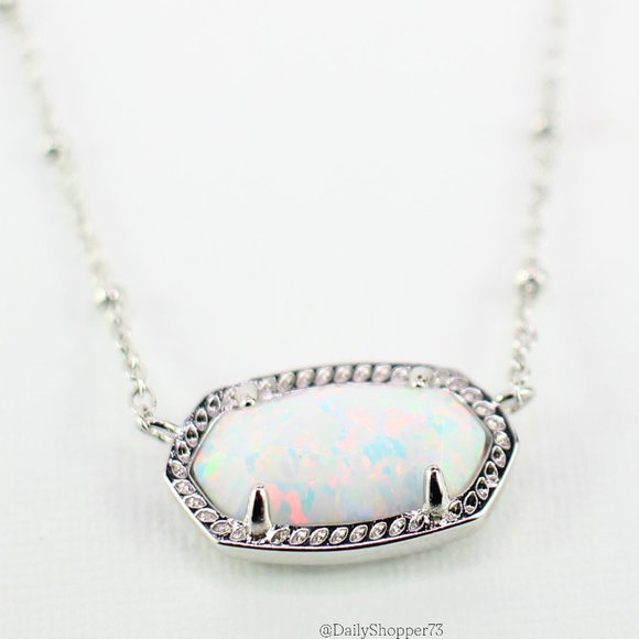 Kendra Scott Jewelry Kendra Scott Womens Elisa Silver White Kyocera Opal Pendant Necklace